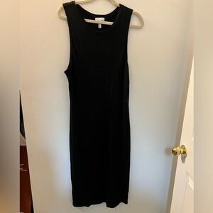 Leith for Nordstrom Black Ribbed Long Dress